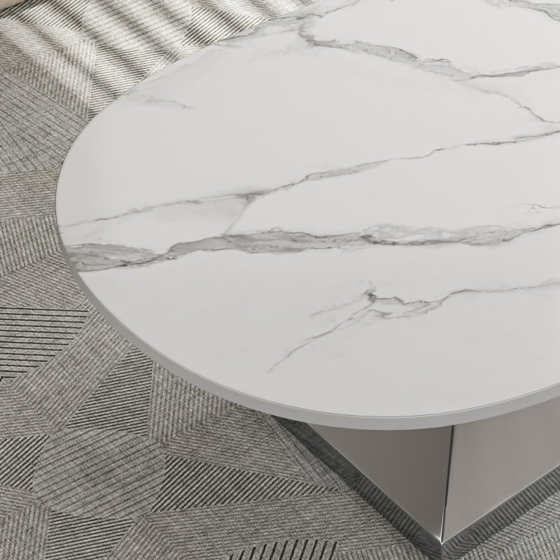 Table basse en pierre frittée Modern, Silver