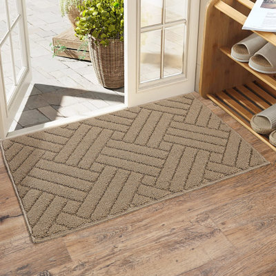 Non-Slip Doormat Absorbent Welcome Mats Washable Dirt Trapper Door Mat Entrance Floor Mats for Front Back Doormats and Wet Shoes