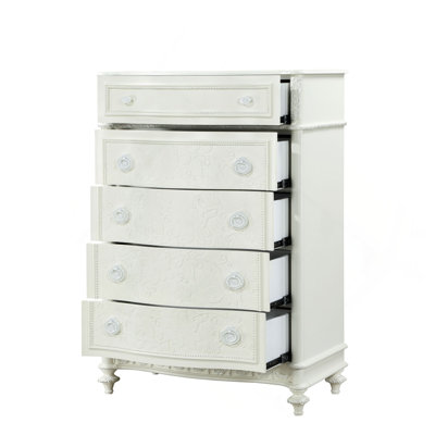 French Court Style Dresser, White Ornate Storage Chest With Carved Details