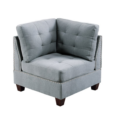 4Pc Modular In Gray, Linen-Like Fabric, Wood Peculiarity Gray With Fabric And Property