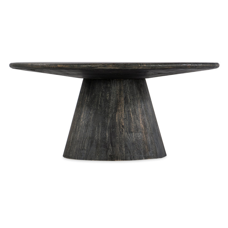 Round Black Mango Wood Coffee Table with Storage