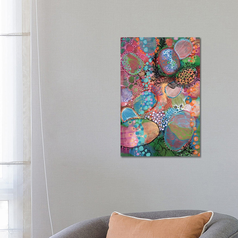 «Jellyfish IV» par Noemi Ibarz - peinture sur toile tendue, H 26 po x l 18 po x 1,5 po