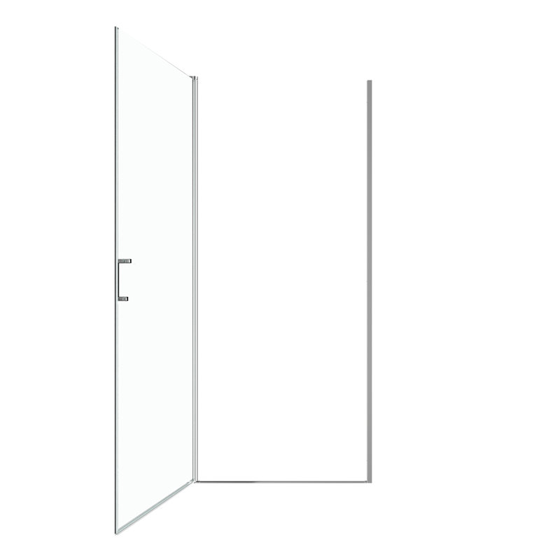 Porte de douche pivotante semi-sans cadre avec verre trempé de 1/2 po (6 mm), Chrome