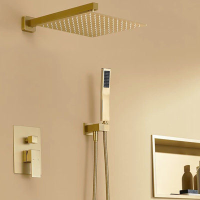 Ensemble de robinet de douche avec système de pomme de douche à pluie de 16 pouces avec valve