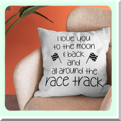 Race Car Love Soft Throw Pillow Cover - Racing Motorsports Decor for Home Sofa Living Room