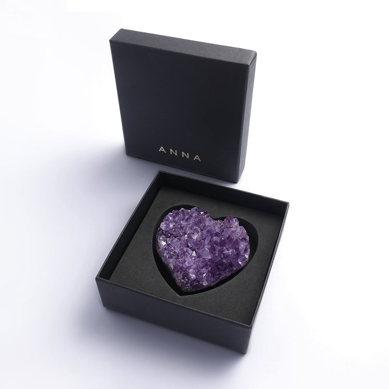Natural Amethyst Heart-Shaped Druze Sculpture