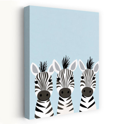 Three Cute Zebras Contemporary Zebra Wall Art Print 1 Piece Wrapped Canvas Wall Art