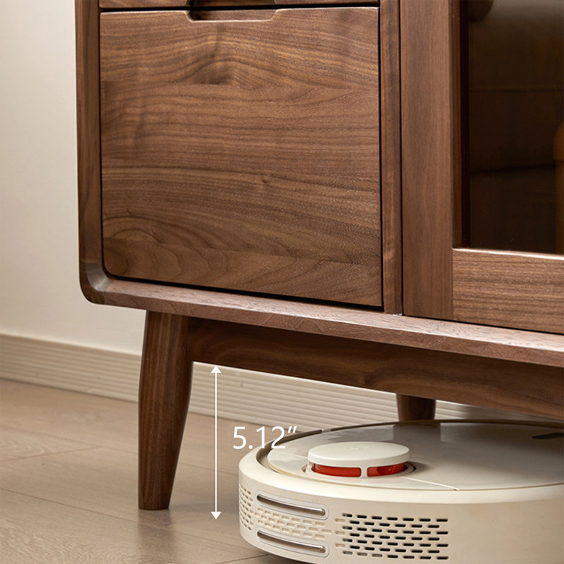 Buffet en bois de noyer foncé foncé, H 42,91 po x l 35,04 po x P 15,35 po