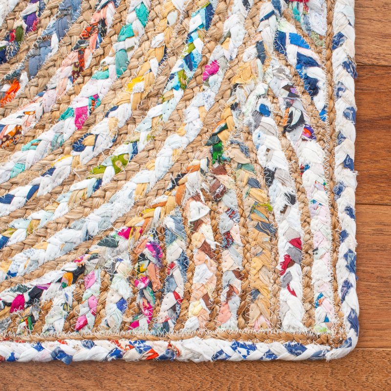 Tapis beige / blanc tissé à la main Demaio, Rectangle 4 pi x 6 pi
