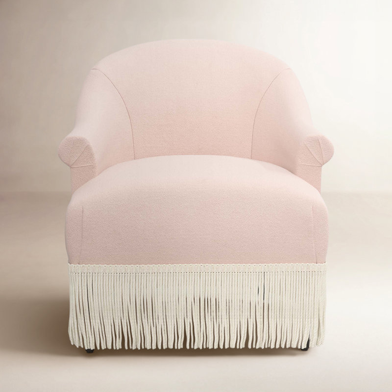 Callie Upholstered Wingback Chair, Classic Blush Performance Velvet, Ivory