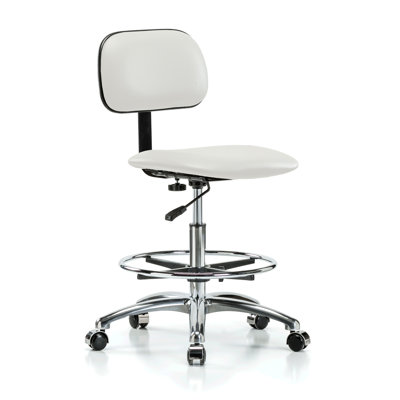 Fauteuil de laboratoire chromé avec dossier réglable et repose-pieds PERCH | Hauteur moyenne du banc: 20 à 27 po