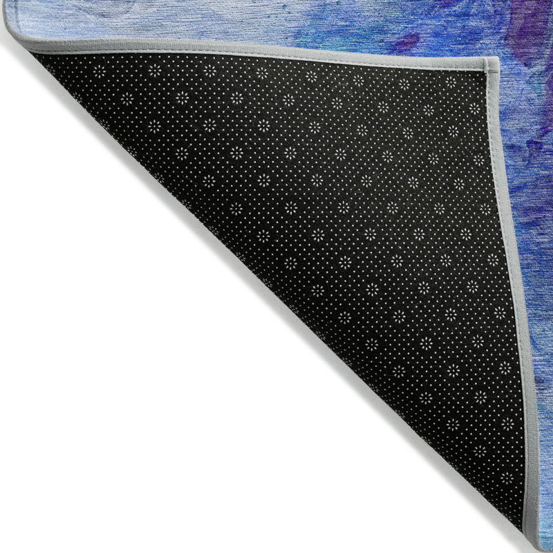 Tapis d'extérieur lavable abstrait bleu marine 10 pi x 14 pi