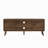 55-Inch Wooden Tv Cabinet With 2 Vertical Groove Doors, Adjustable Storage Shelves, Living Room Storage Cabinet, Entertainment Center With Storage Space, Walnut Color