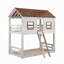 Lit superposé simple Nara, conception de maison avec échelle, bois rustique blanc