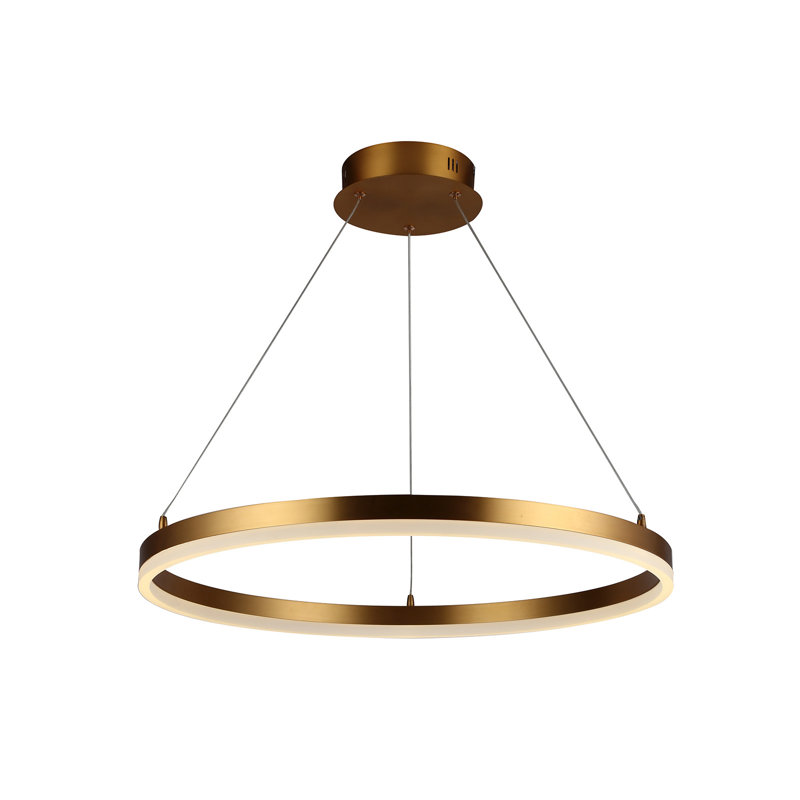 1 - Light LED Unique/Statement Pendant, 1.6" H x 23.6" W x 1" D, Gold