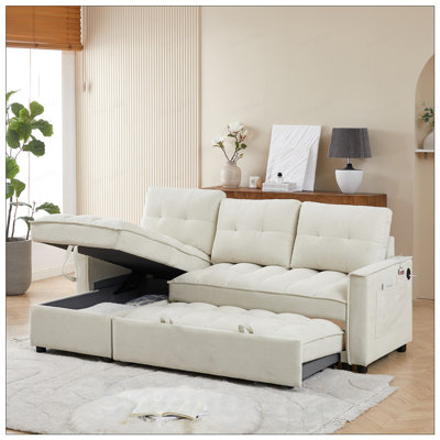 Reclining L-Shaped Sectional Sofa with USB Charging, Storage, and Arm Organizer for Living Room Comfort
