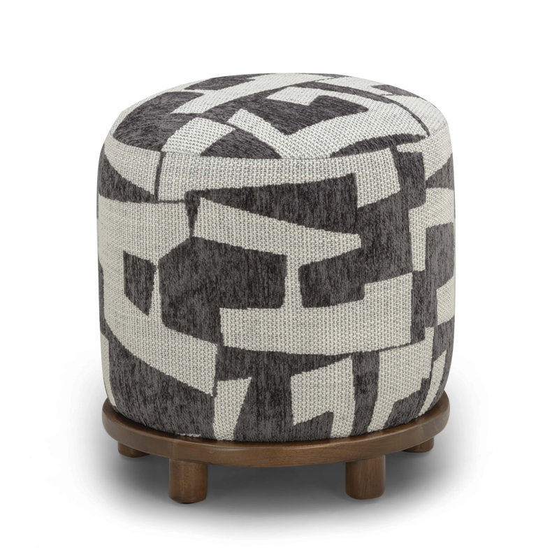 Bisou Black Jacquard Ottoman, Black/White