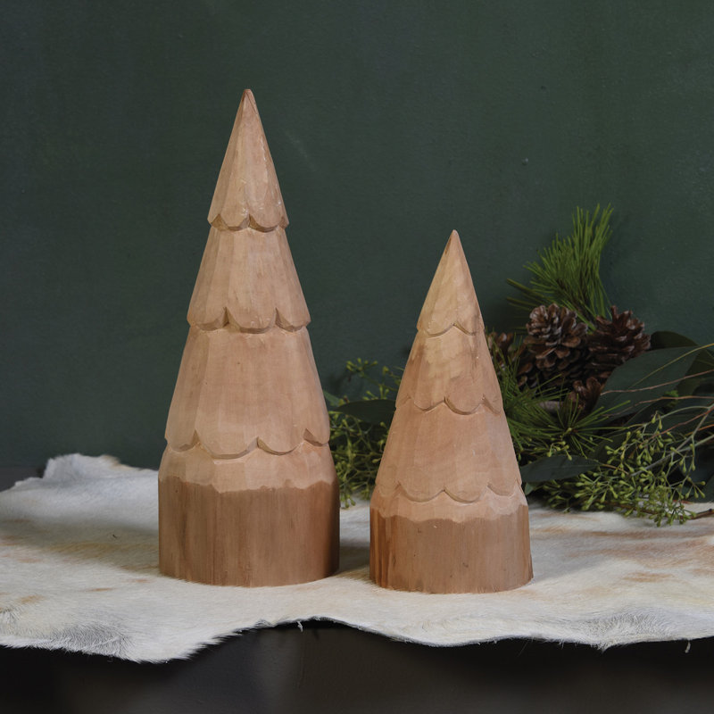 Carved Wood Primitive Tree, 9" H x 4" W x 4" D