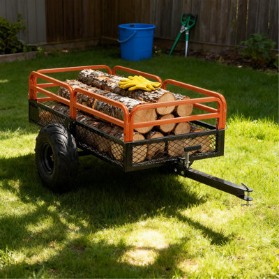 1500LBS Capacity 15 Cubic Feet Dump Cart Trailer, Heavy Duty Tow Behind Hauling & Dumping Wagon for ATV, UTV, Lawn Tractor and Garden Use