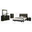 Ensemble de chambre à coucher grand 5 pièces Yoki avec commode haute DEL noire, dorée et dorée-118445305-118445308
