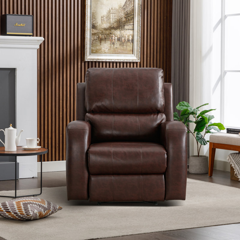 Fauteuil inclinable électrique 35,8 po Bucklebury, Simili cuir brun foncé