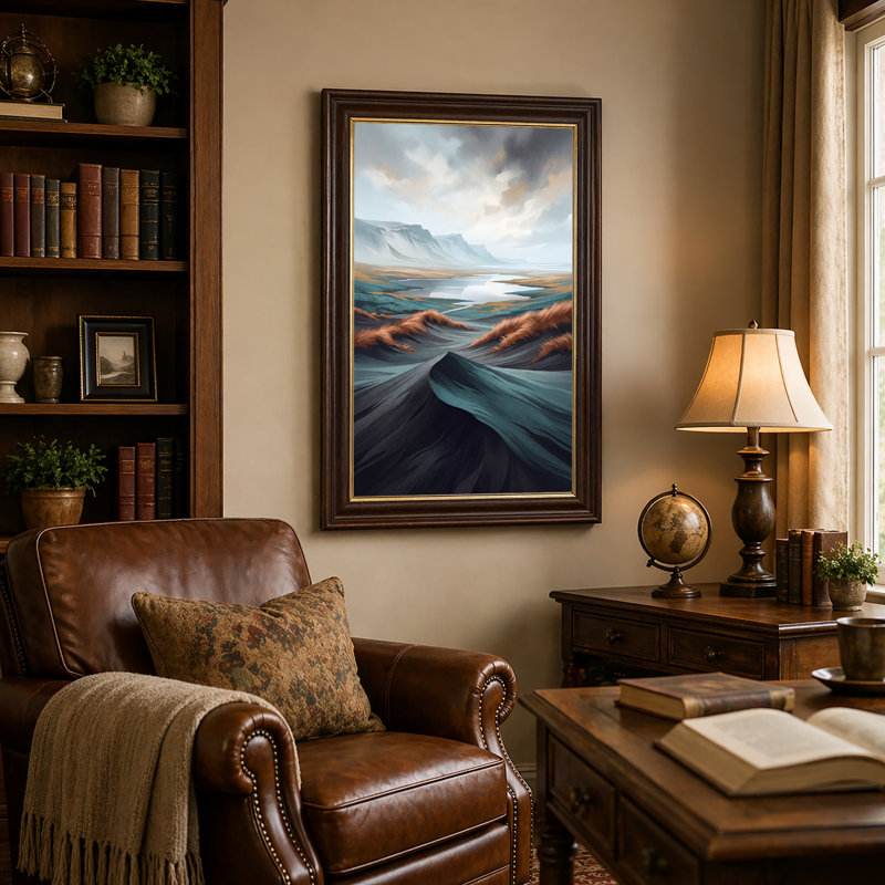 Art mural sur toile Misty Mountains and River, 18"H x 12"W