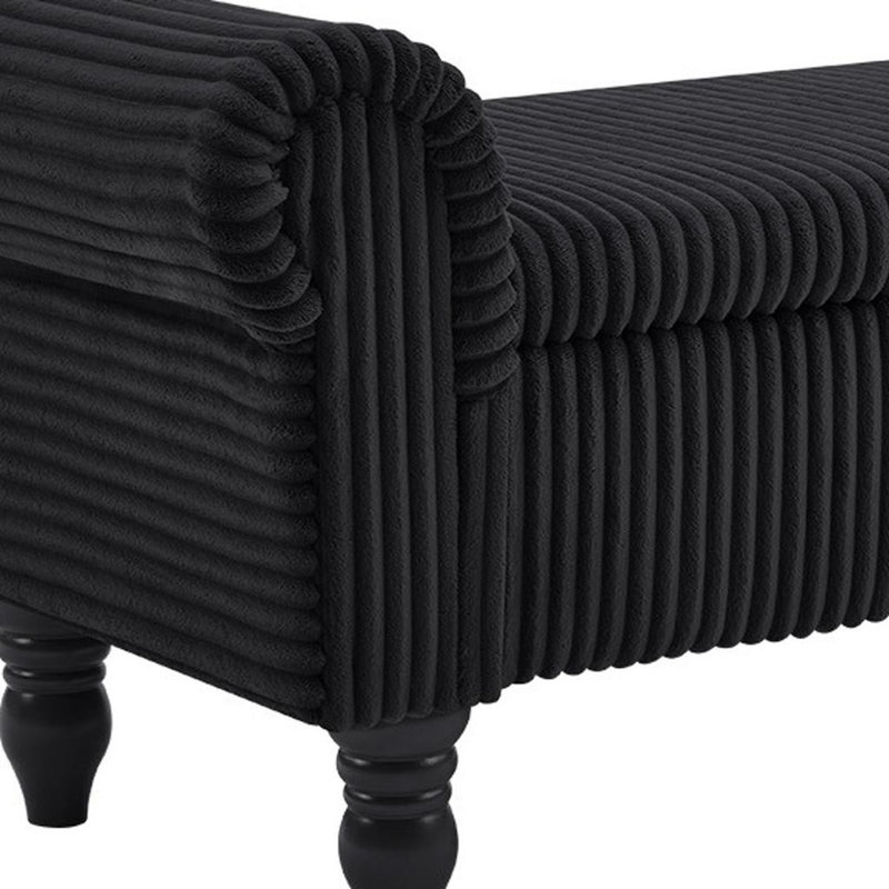 Banc de rangement rembourré en velours côtelé et bois massif de 55 po avec dessus rabattable