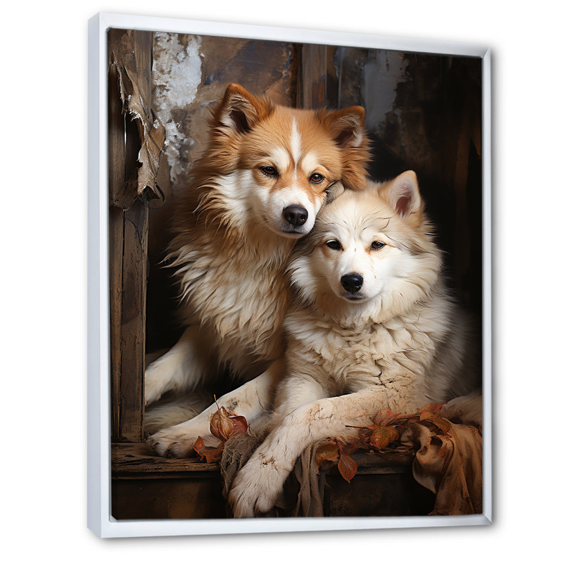 Chien Akita Affection II - impression, Cadre flottant blanc, H 44 po x l 34 po x P 1,5 po