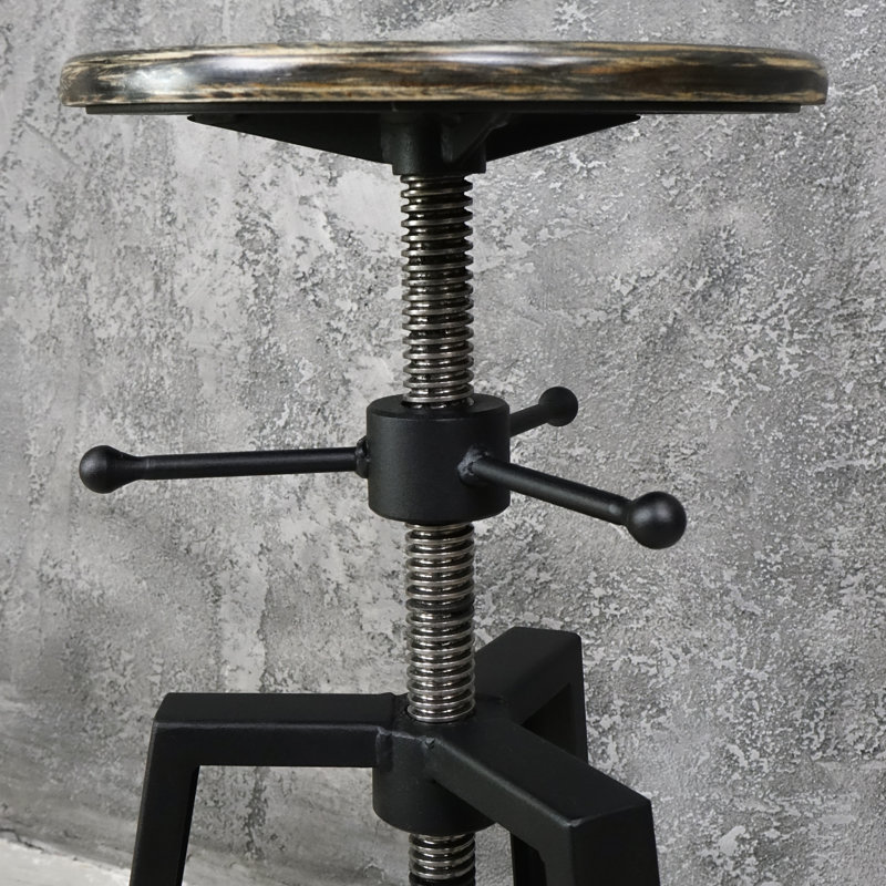 Chino Adjustable Height Counter Stool with Metal Frame, Black