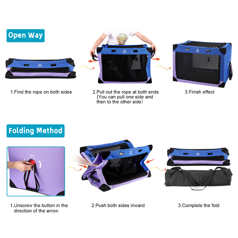 Collapsible Dog Crate L Size, Medium (26" H x 26" W x 38" D)