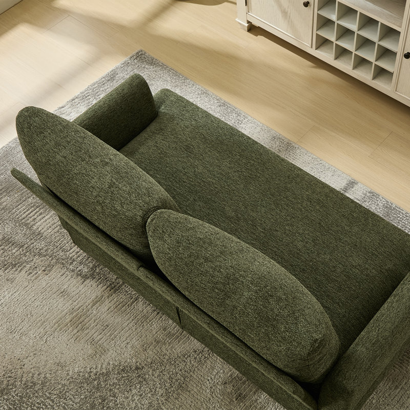 Causeuse pour petit appartement en chenille l 54,7 po, Green