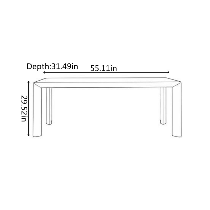 Rock Slab Table with Stainless Steel Legs, 29.52"H x 55.11"L x 31.49"W