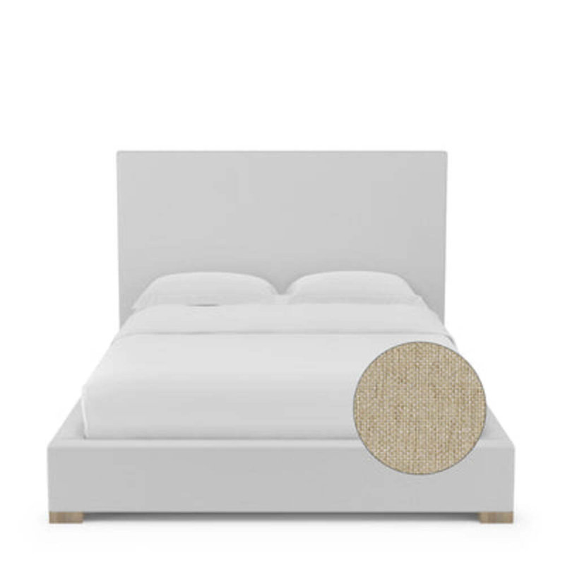 Sloan Upholstered Bed, California King, Pebble Weave Linen Haze, Natural