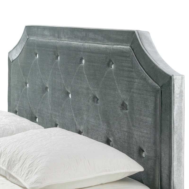 Upholstered Standard Bed, Gray Velvet