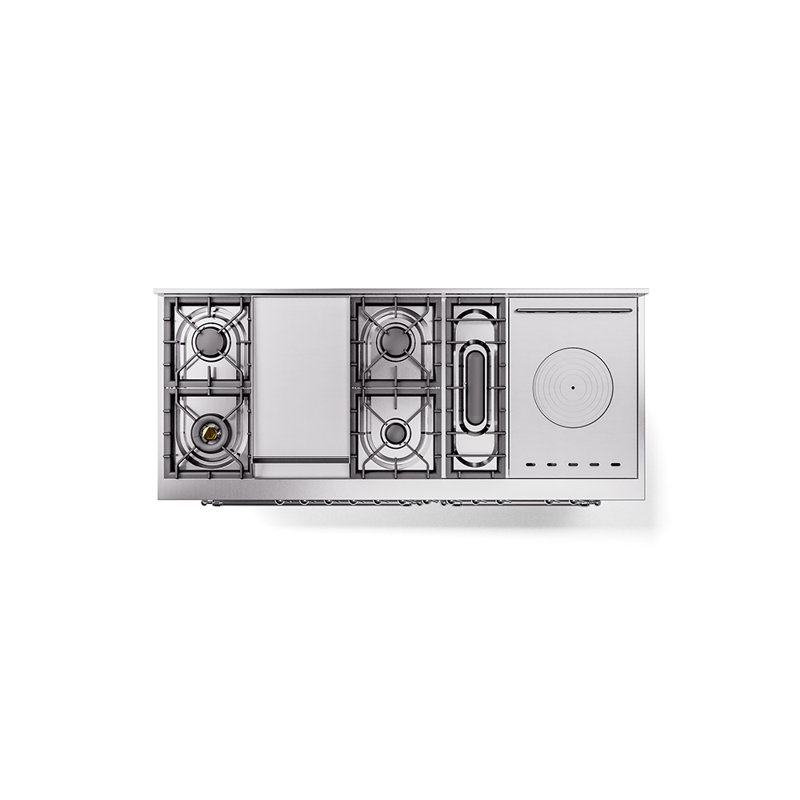 ILVE Nostalgie II 60 in Dual Fuel Range, 7 Burner, Griddle, Frenchtop, Liquid Propane, White/Chrome