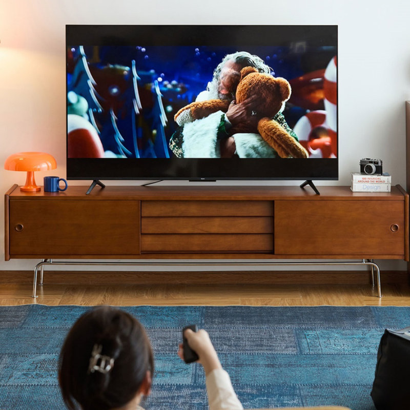 Console de télévision en bois rétro, H 21,65 po x L 82,68 po x l 15,75 po