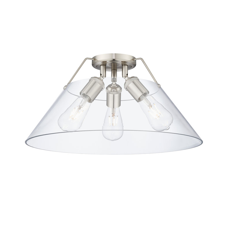 Plafonnier encastré 3 lumières Weatherford, Étain, Verre transparent