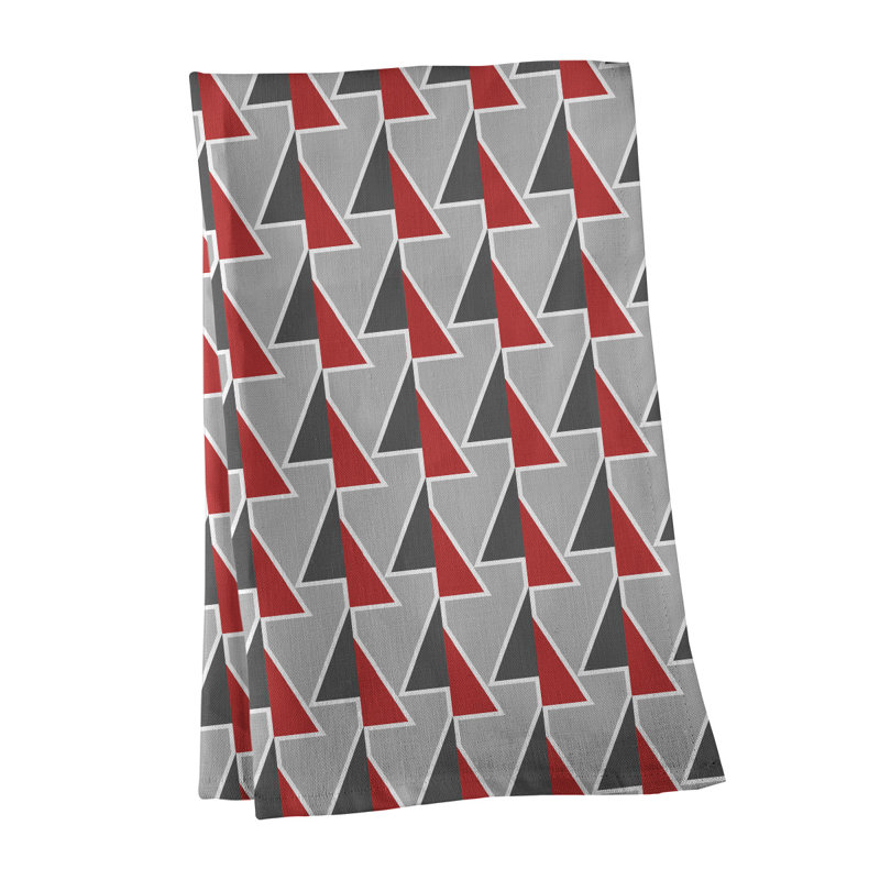 Torchon à flèches, Gris / noir / rouge, Polyester sergé