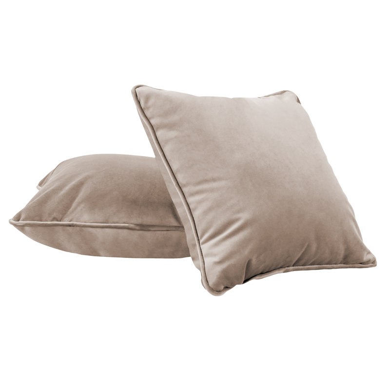 Rectangle Lumbar Microfiber Pillow with Piping, 2-pack, Square 15", Caffe
