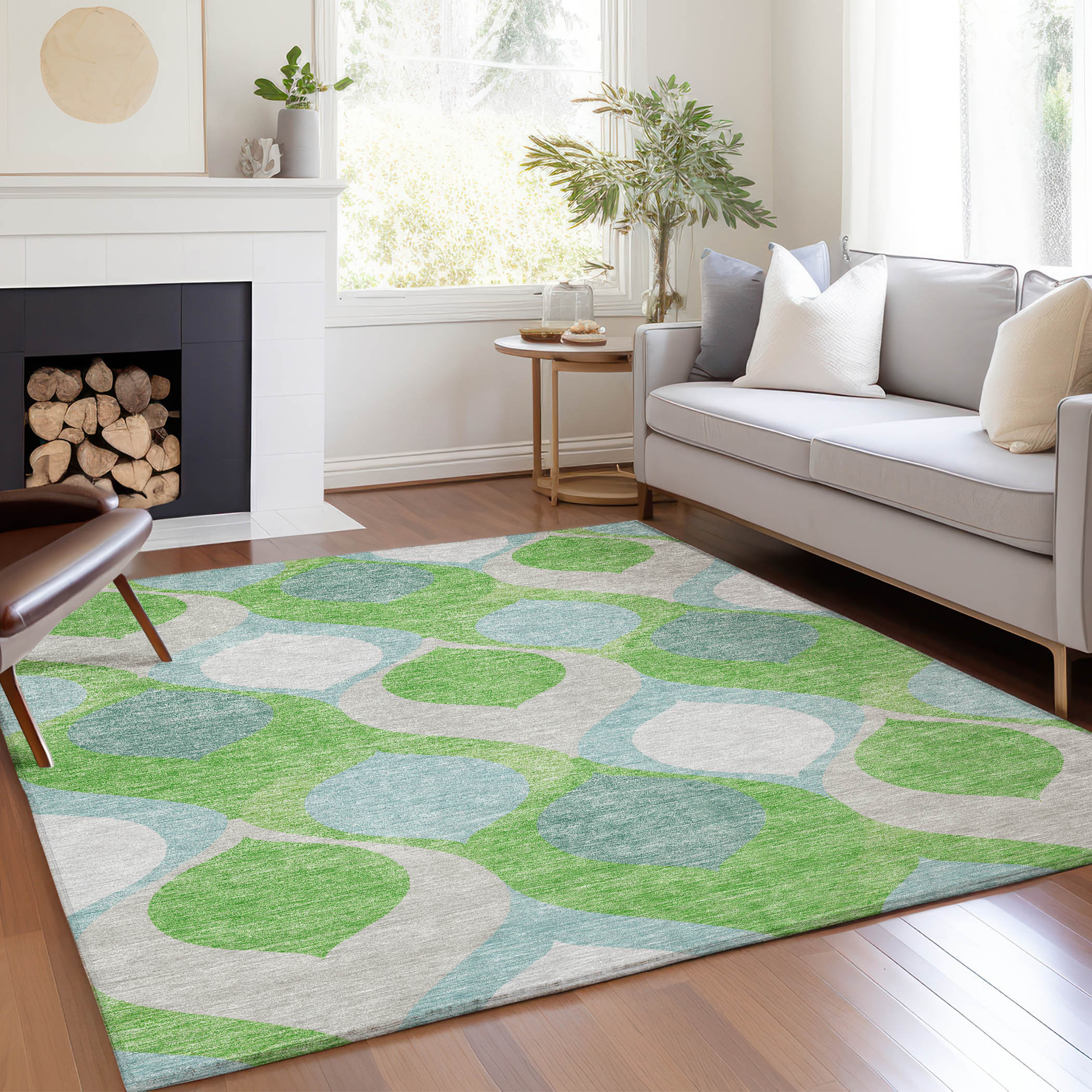 Langley Street® Machine Washable Indoor/Outdoor Mahaney ACN749 Lime Rug ...