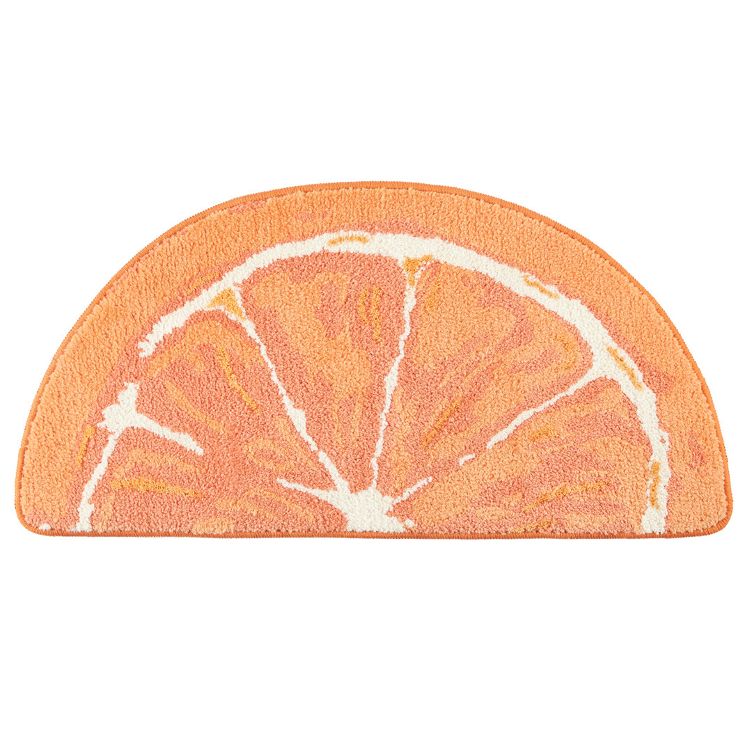 TOWN & COUNTRY PLAY Citrus Slice Lemon Half Circle Shaped Bath Mat Town & Country Living 
