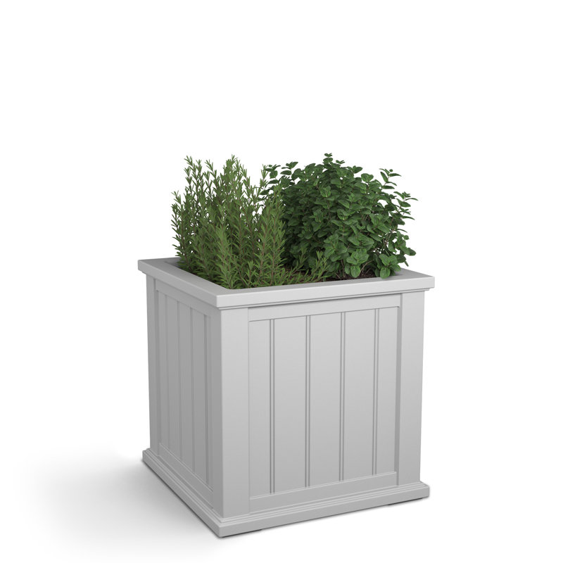 Selevae Resin Planter Box with Water Reservoir, 20" H x 20" W x 20" D, White