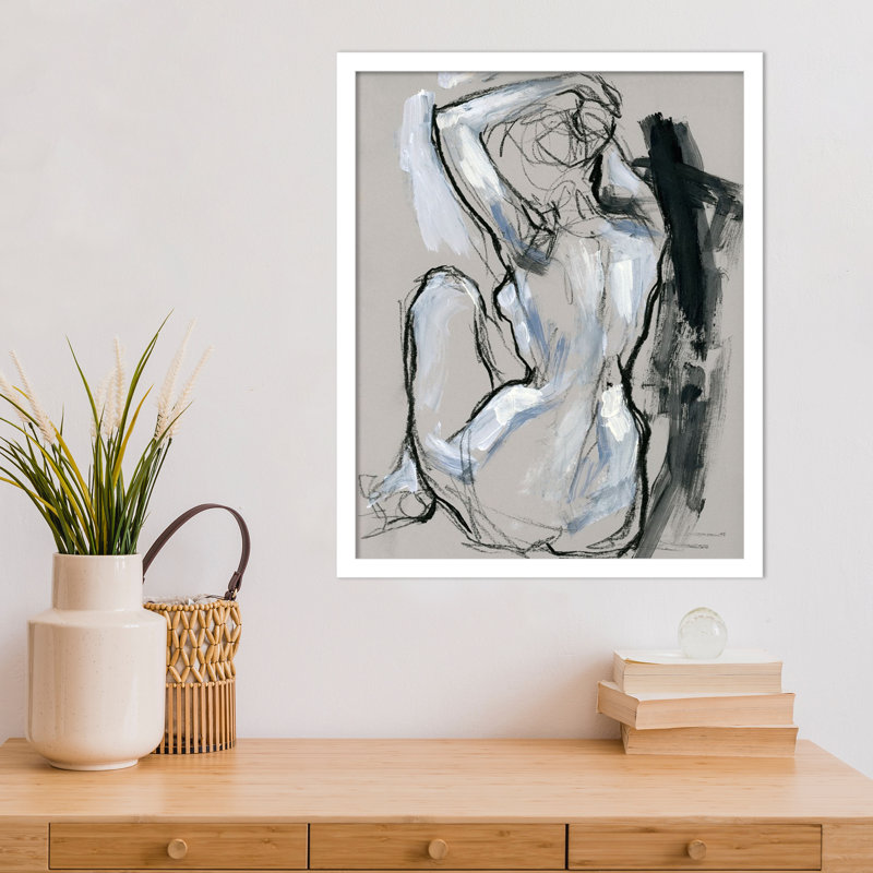 Onyx Gestures I by Wood Framed Wall Art Print, White, 21" H x 17" W