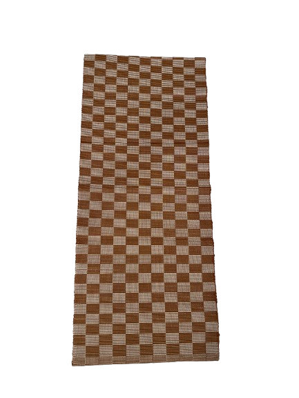Handloomed Checkered Table Runner, Brown