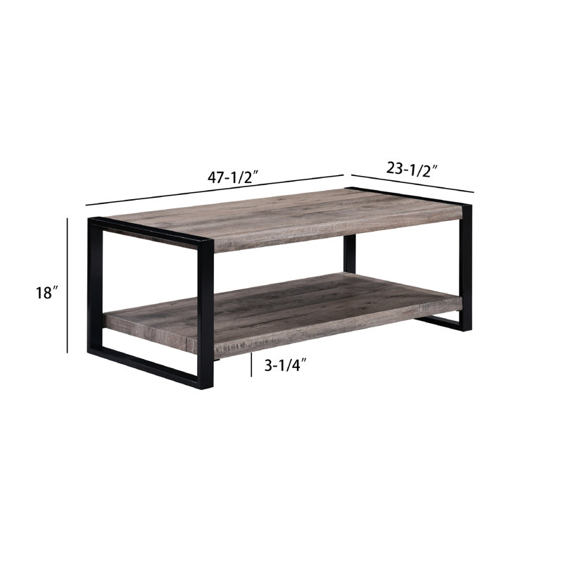 Table basse rectangulaire avec rangement en bois brun rustique de style moderne For Living