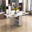 Table pliante à abattants avec 6 roulettes et 2 tablettes de rangement, table compacte pour petits espaces, P 47,2 po x l 23,6 po x H 30,3 po, blanc