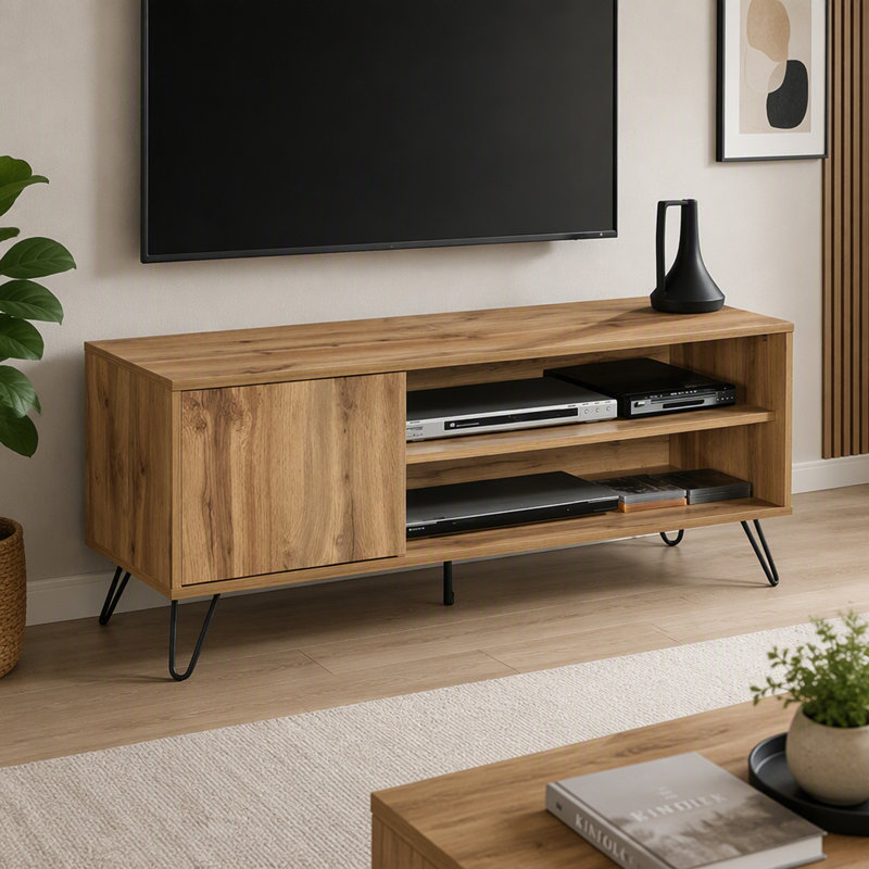 Meuble télé en bois moderne avec étagères de rangement et garde-robe