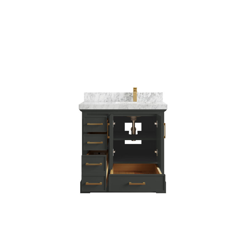 Jettson 36'' Single Bathroom Vanity with Marble Top