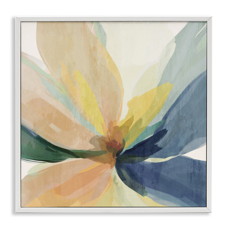 Flared Abstract Neutral Petals Framed Giclee, design by Irena Orlov, 12" H x 12" W, Coastal White Framed Giclee