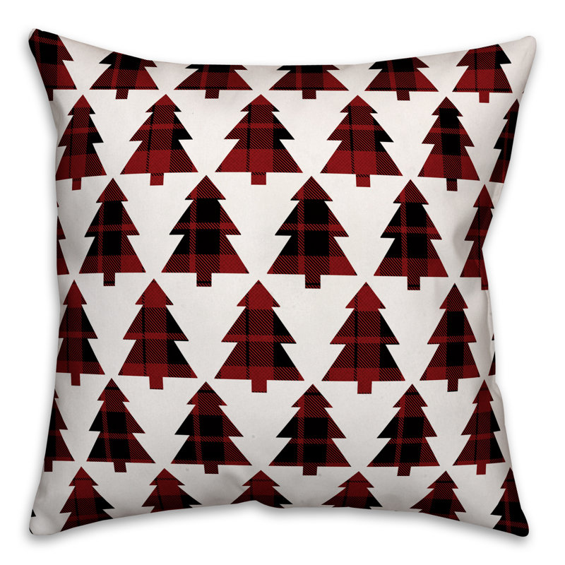  Plaid Trees Throw Pillow, Pillow Cover